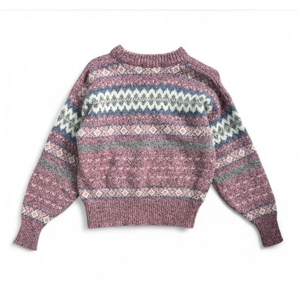 Vintage Eddie Bauer Women’s Wool Blend Fair Isle Knit Pink Sweater Sz M USA Made - Picture 6 of 7